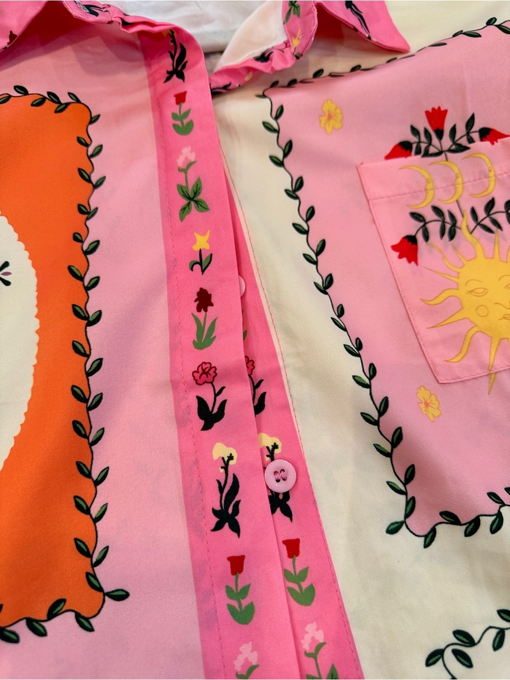 Embroidered Pastel Two-Piece Set — Pink, Cream & Lavender - Picture 6 of 7